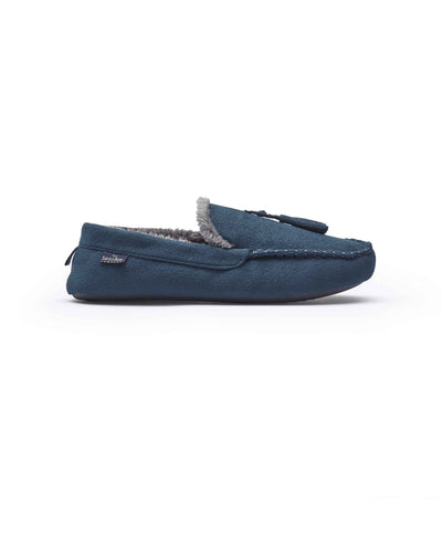 navy microsuede moccasin slippers msp713navG Side