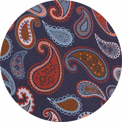Men's Navy Multi Paisley Silk Tie fabric swatch
