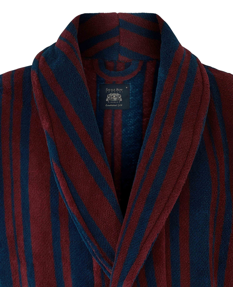 Navy Multi Stripe Super Soft Fleece Dressing Gown