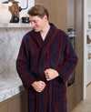 Navy Multi Stripe Super Soft Fleece Dressing Gown