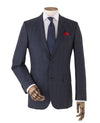 Navy Muted Check Wool-Blend Suit Jacket