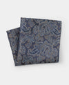 Navy Paisley Silk Pocket Square
