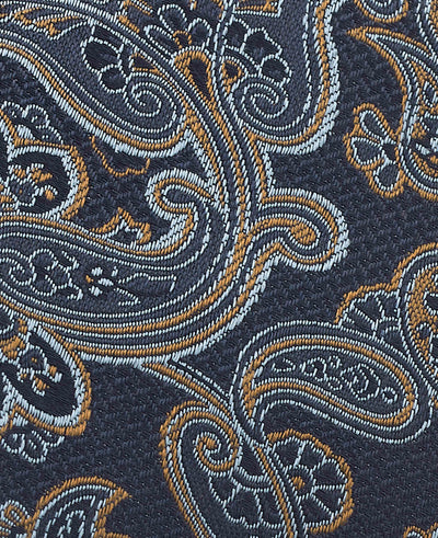 Navy Brown Paisley Silk Tie