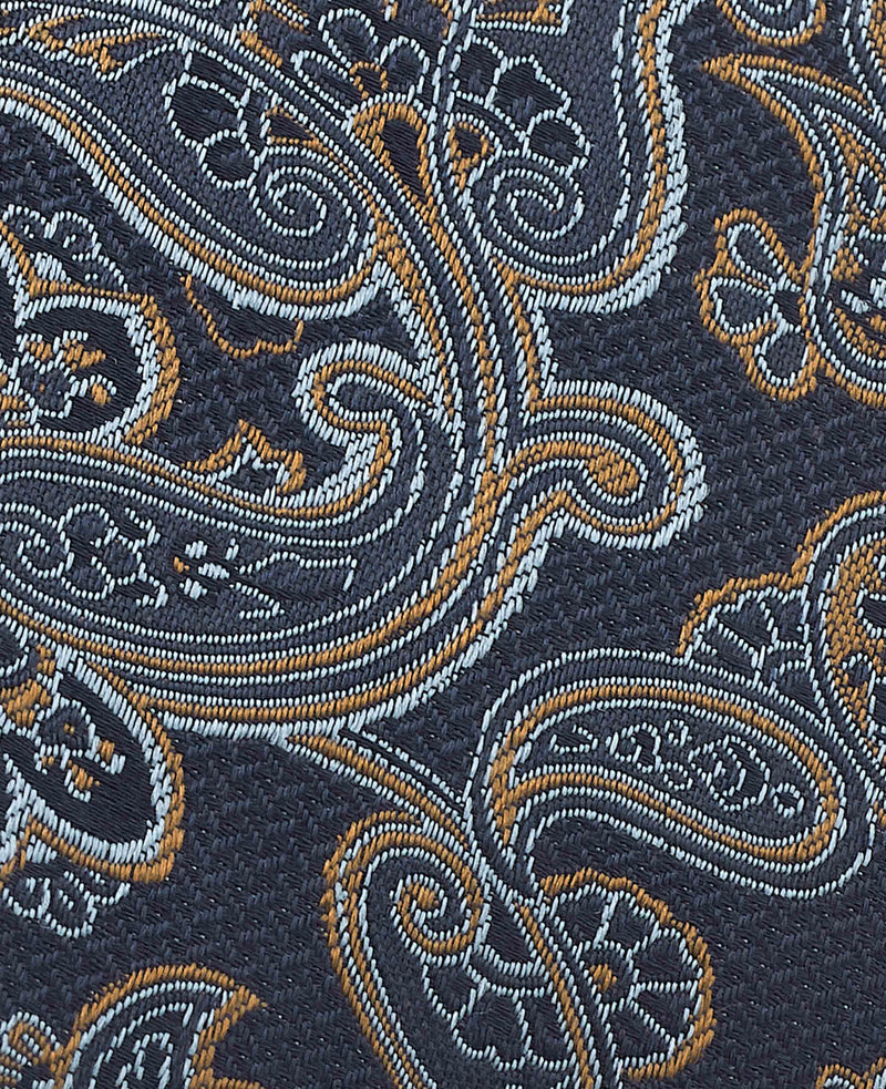 Navy Brown Paisley Silk Tie