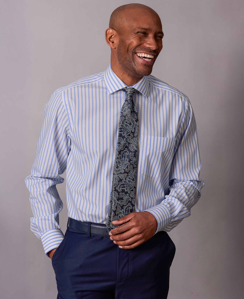 Men's Navy Paisley Pattern Silk Tie model shot