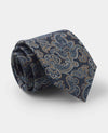 Navy Brown Paisley Silk Tie