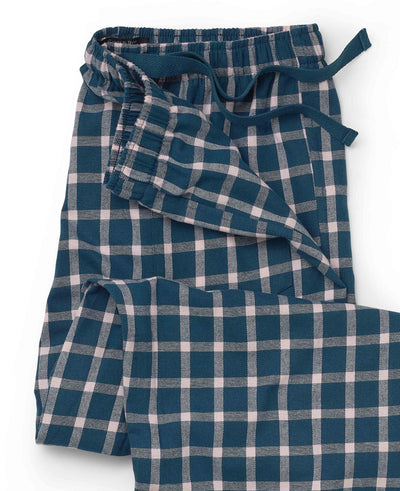 Navy Pink Check Brushed Cotton Lounge Pants