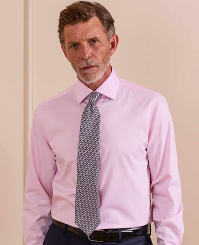 Navy Pink Square Print Silk Tie