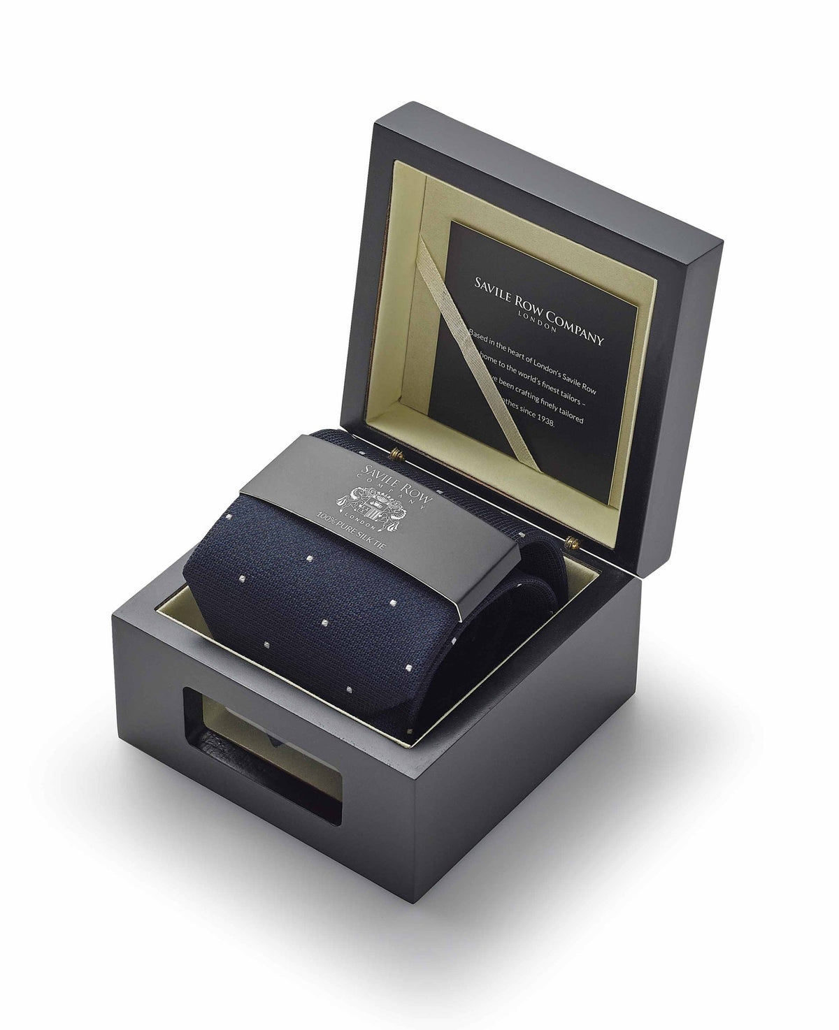 Navy Pinspot Silk Tie in Gift Box