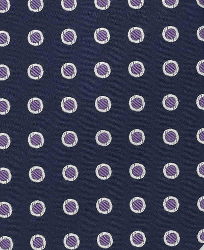 Navy Purple Polka Dot Seven Fold Silk Tie