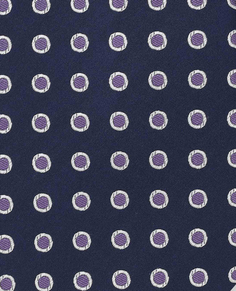 Men's Navy Purple Polka Dot Seven Fold Silk Tie fabric detail