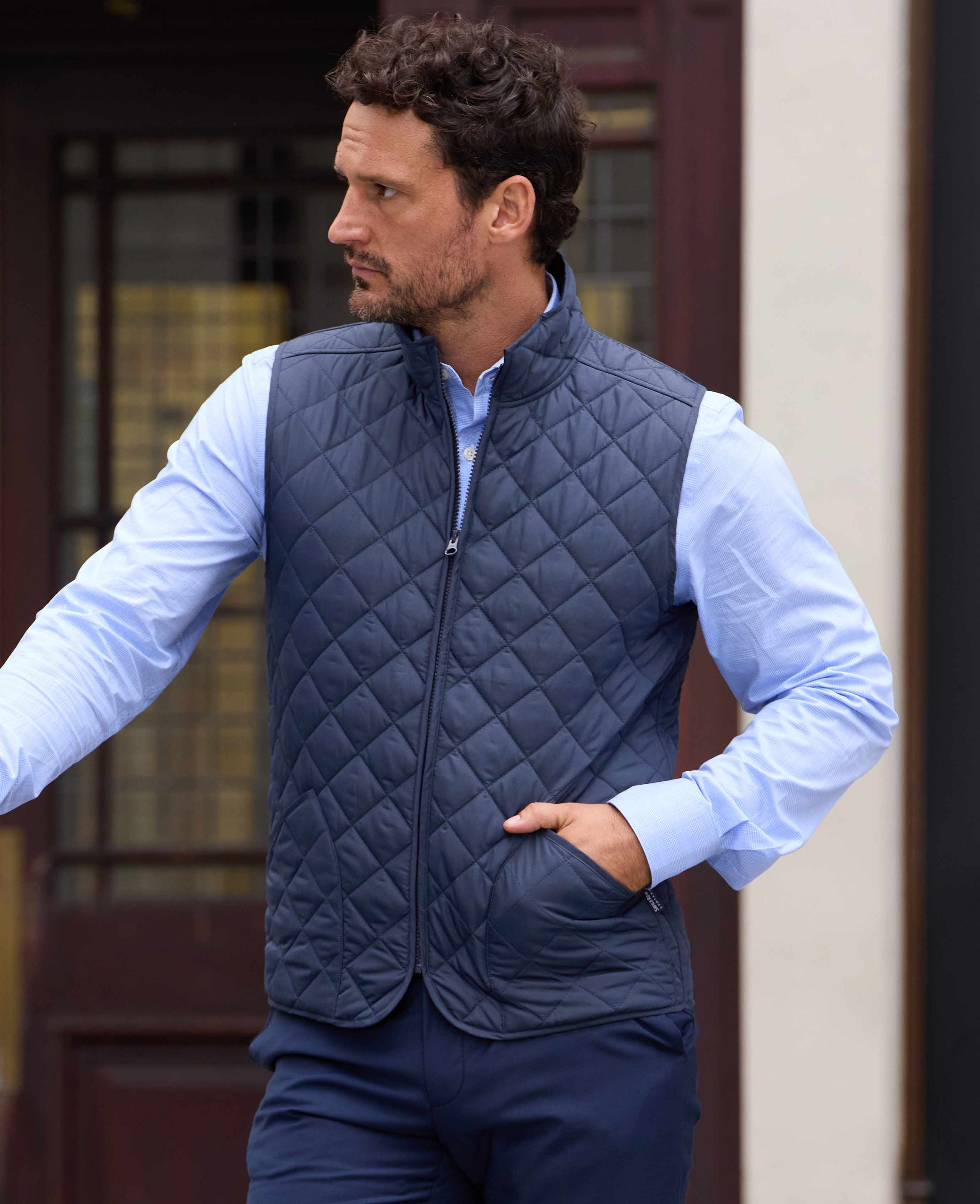 Men s Navy Quilted Gilet Savile Row Company