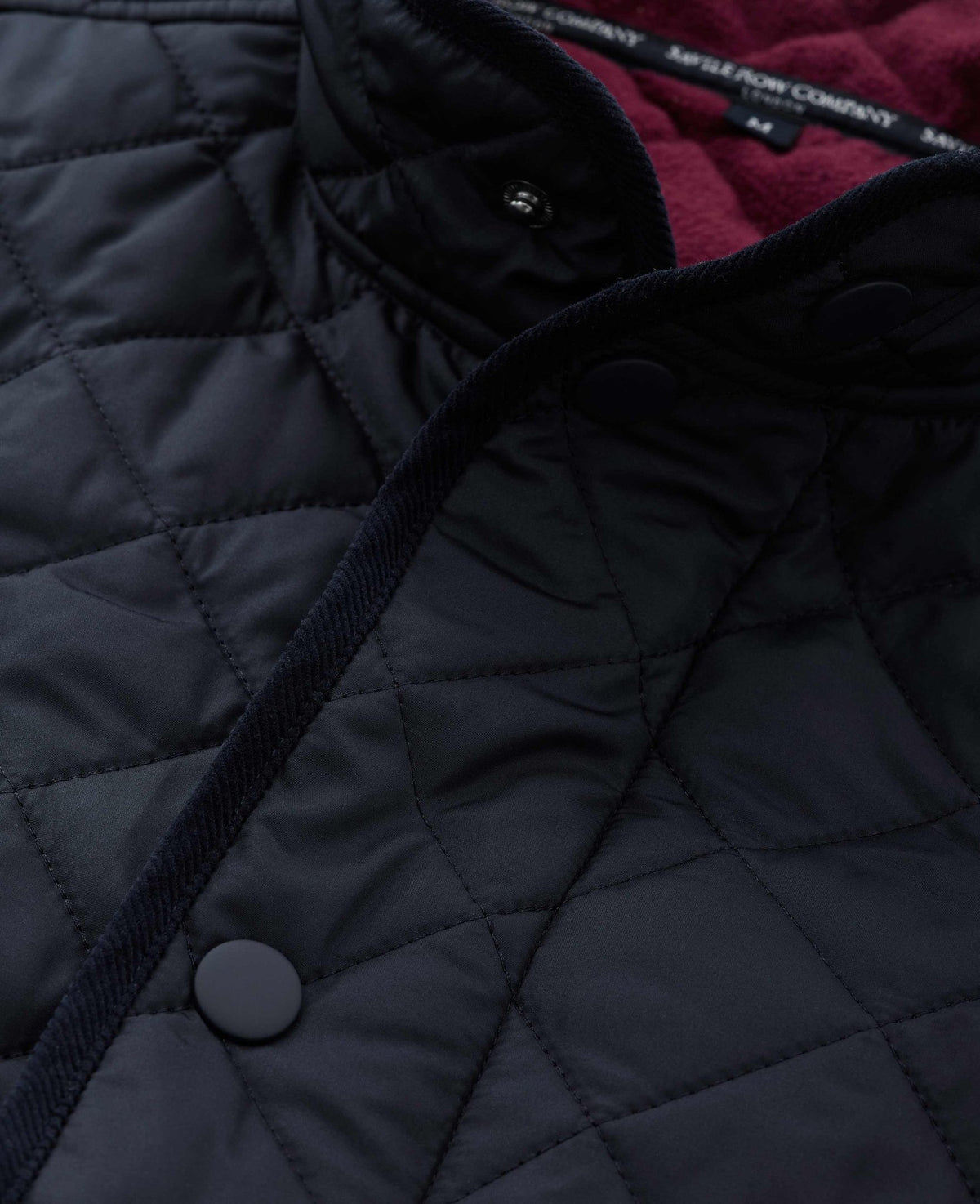 Navy Quilted Jacket With Corduroy Trim