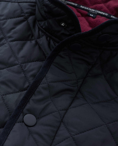Navy Quilted Jacket With Corduroy Trim