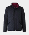 Navy Quilted Jacket With Corduroy Trim