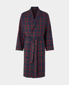 Navy Red Brushed Cotton Twill Check Dressing Gown