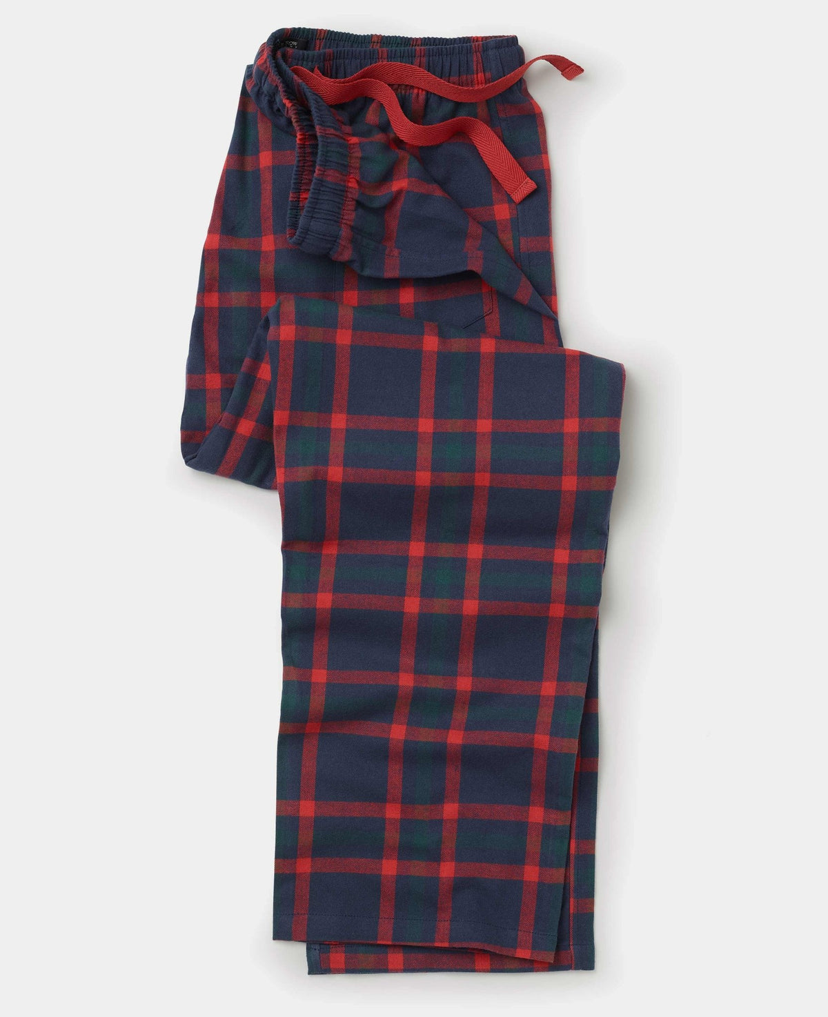 Navy Red Brushed Cotton Twill Check Lounge Pants