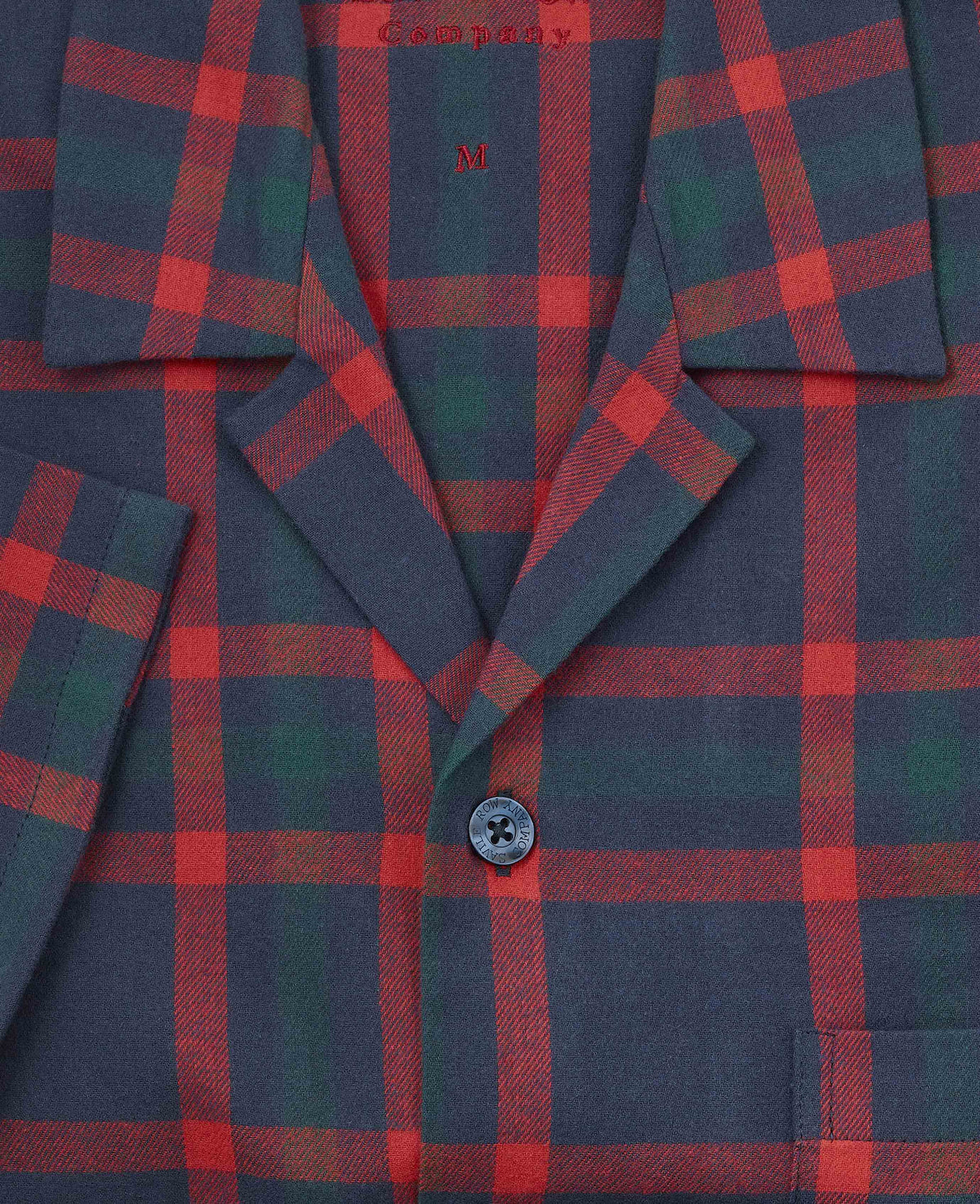Navy Red Brushed Cotton Twill Check Revere Collar Pyjamas