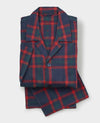 Navy Red Brushed Cotton Twill Check Revere Collar Pyjamas