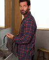 Navy Red Brushed Cotton Twill Check Revere Collar Pyjamas