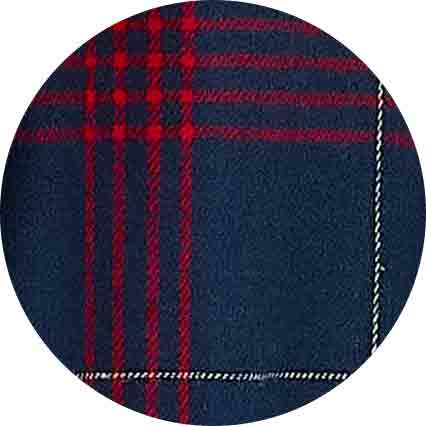 Navy Red Brushed Cotton Twill Window Check Dressing Gown