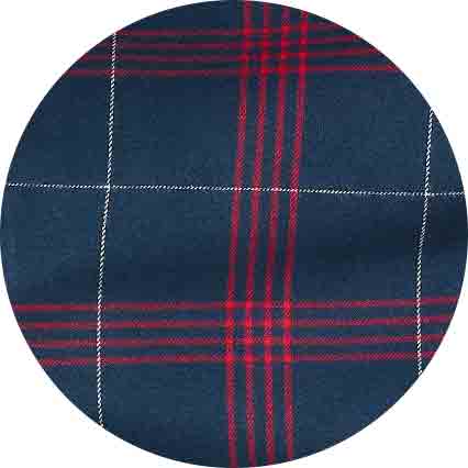 Men's Navy Red Brushed Cotton Twill Window Check Lounge Pants fabric swatch