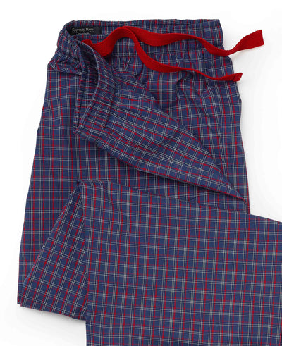 navy red check cotton lounge pants mlp1123nar waist detail