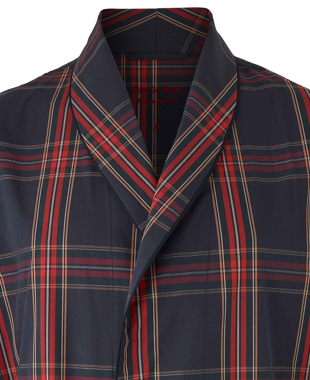 Navy Red Cotton Check Dressing Gown