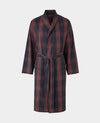 Navy Red Cotton Check Dressing Gown