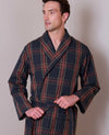 Navy Red Cotton Check Dressing Gown