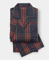 Navy Red Cotton Revere Collar Check Pyjamas