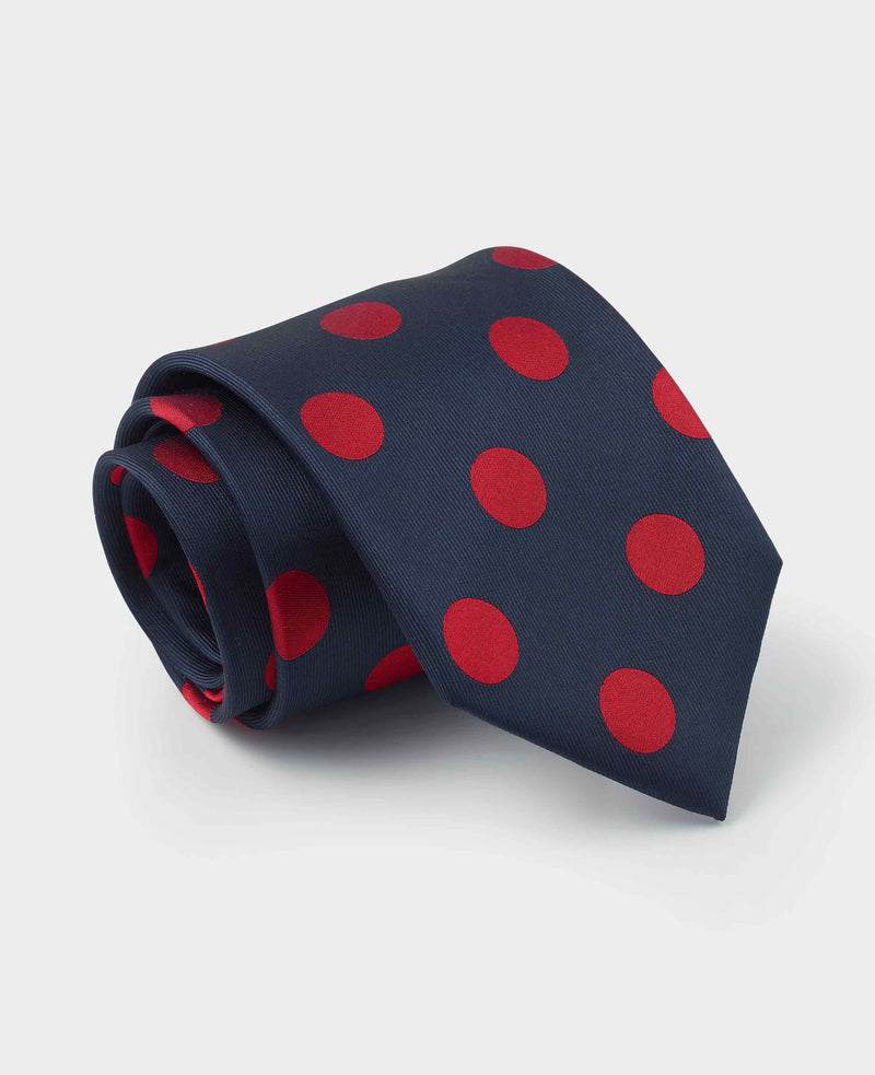 Men's Navy Red Spot Silk Tie