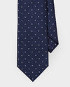 Navy Spotted Seven Fold Silk Tie