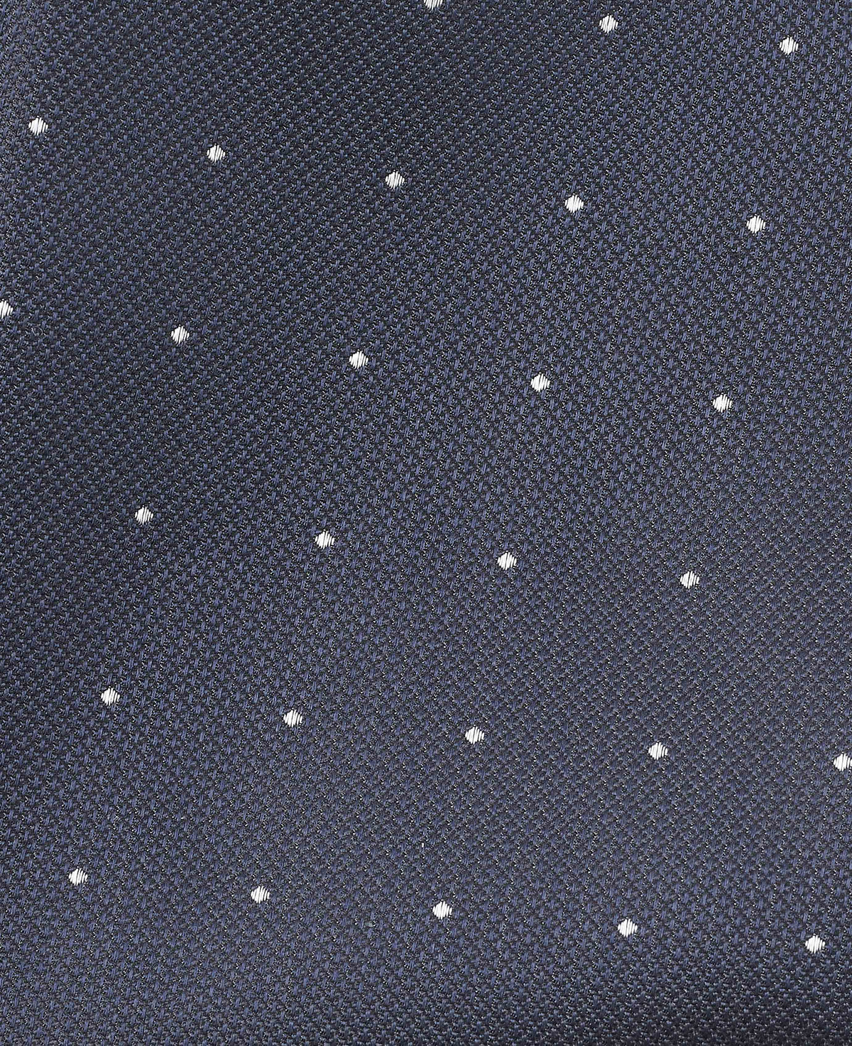 Men's Navy Spotted Silk Pocket Square fabric detail