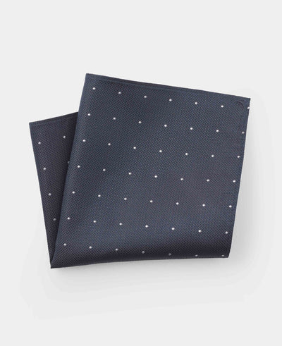 Navy Spotted Silk Pocket Square