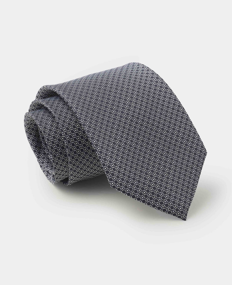 Navy Spotted Silk Tie