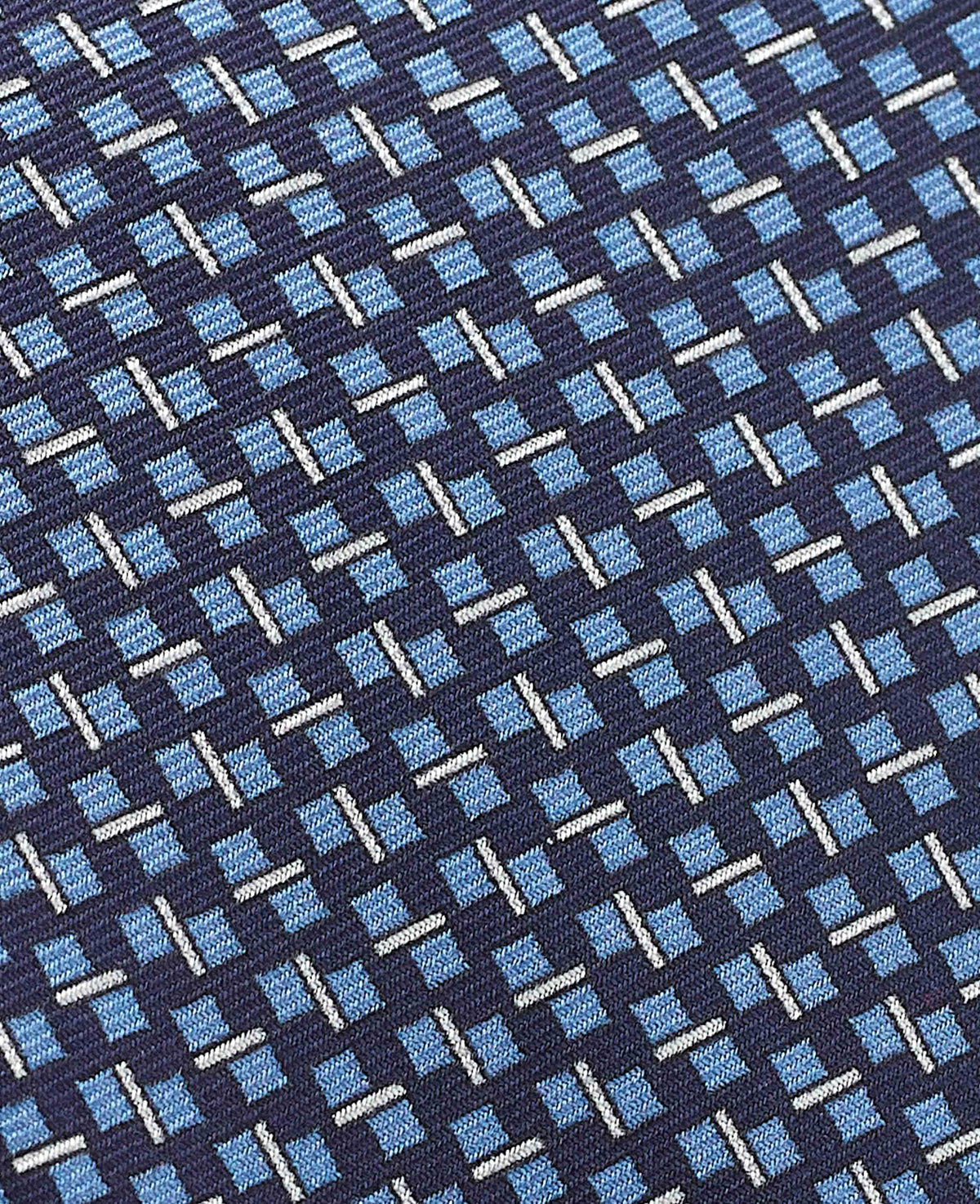 Men's Navy Square Print Silk Tie fabric detail