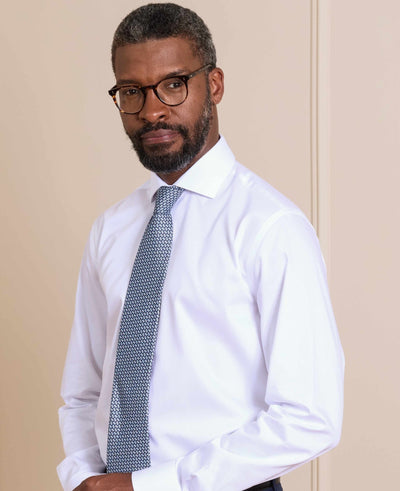 Navy Square Print Silk Tie