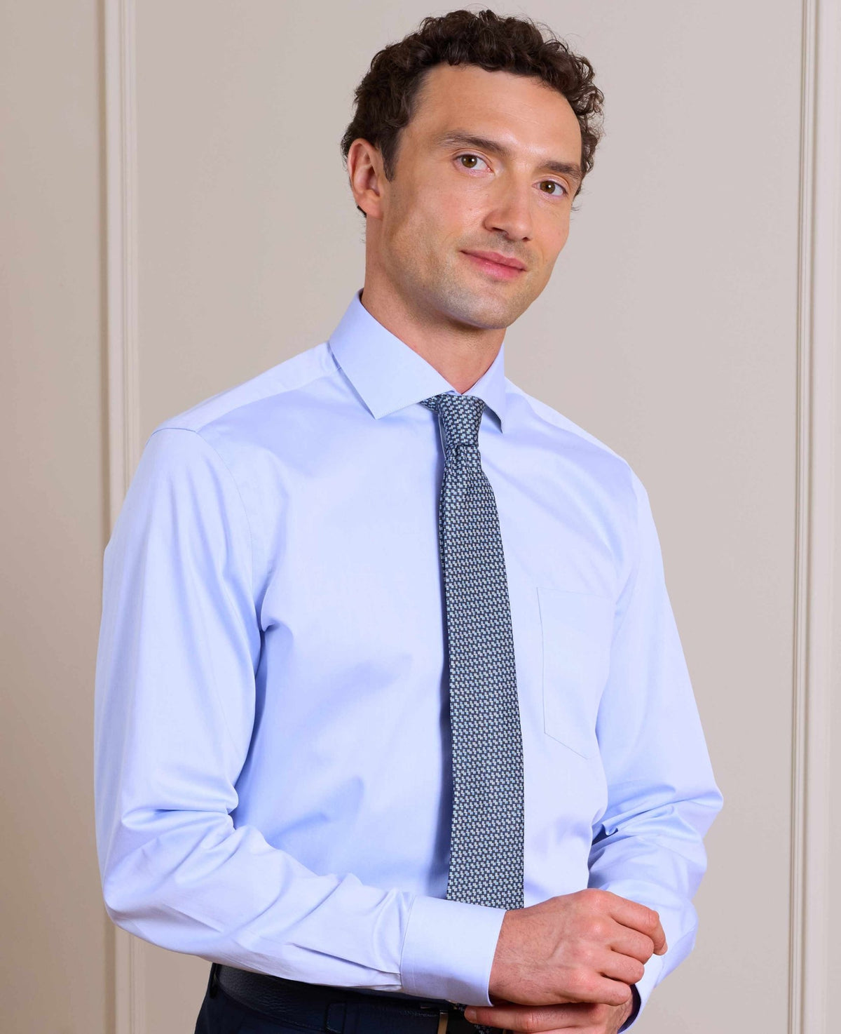 Navy Square Print Silk Tie