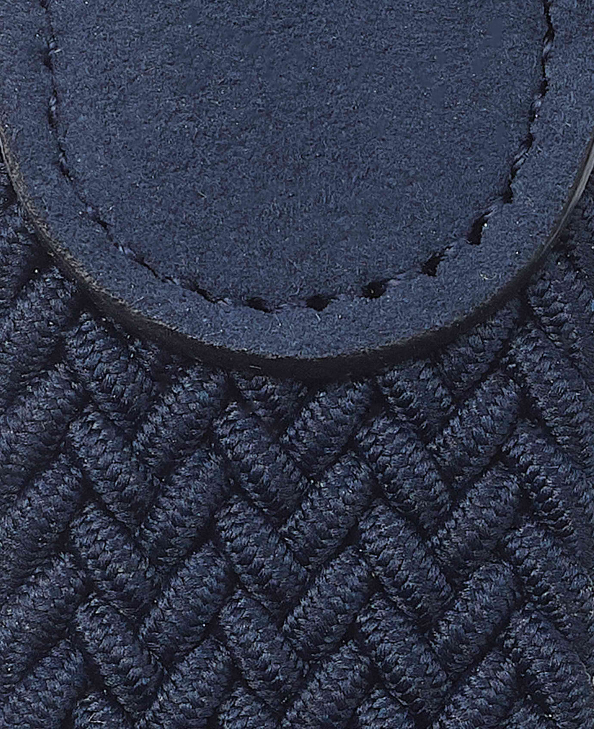 Men's Navy Stretch Woven Belt With Suede Tip fabric detail