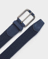 Navy Stretch Woven Belt With Suede Tip