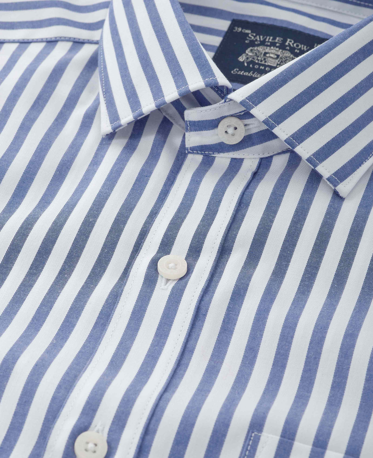 Navy Stripe Cotton Poplin Classic Fit Formal Shirt - Single Cuff