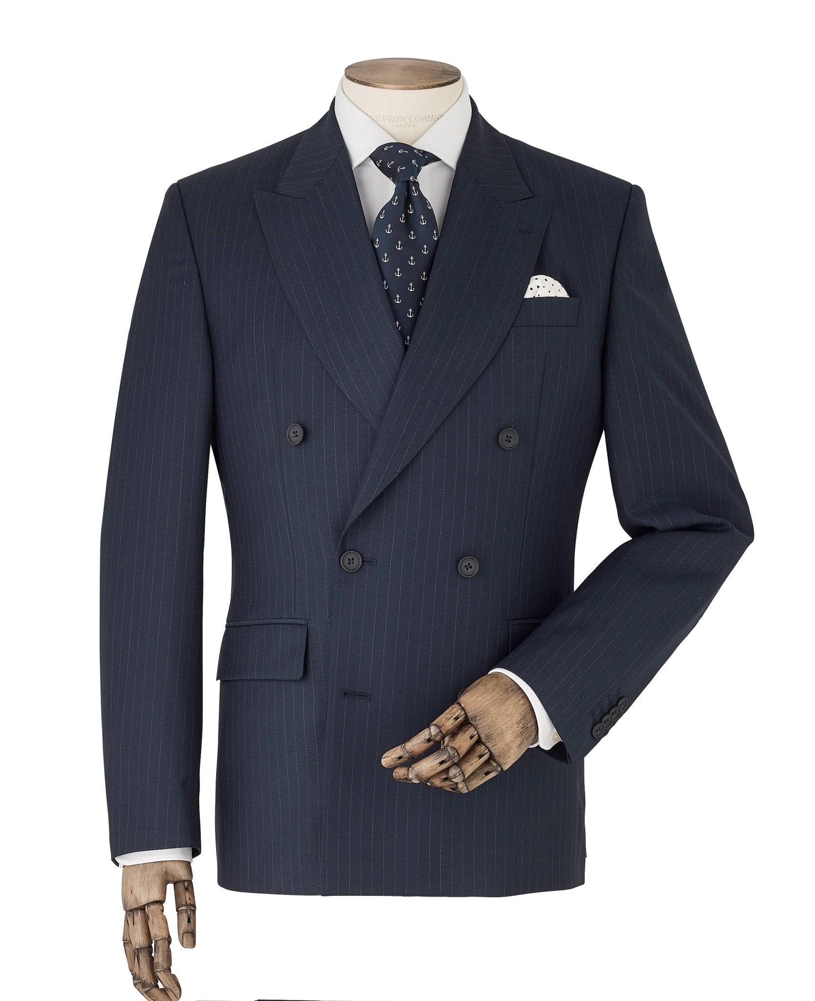 Men's Navy Stripe Double-Breasted Suit Jacket | Savile Row Company