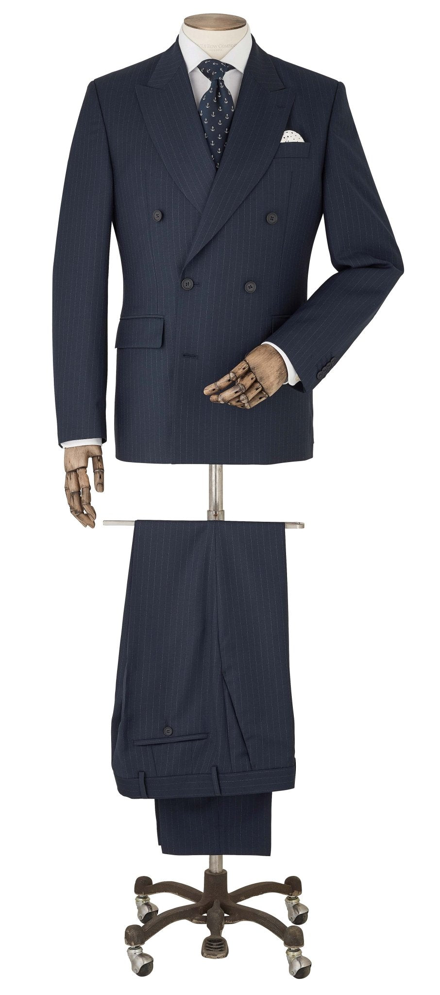navy stripe double breasted suit msuit353nav on mannequin