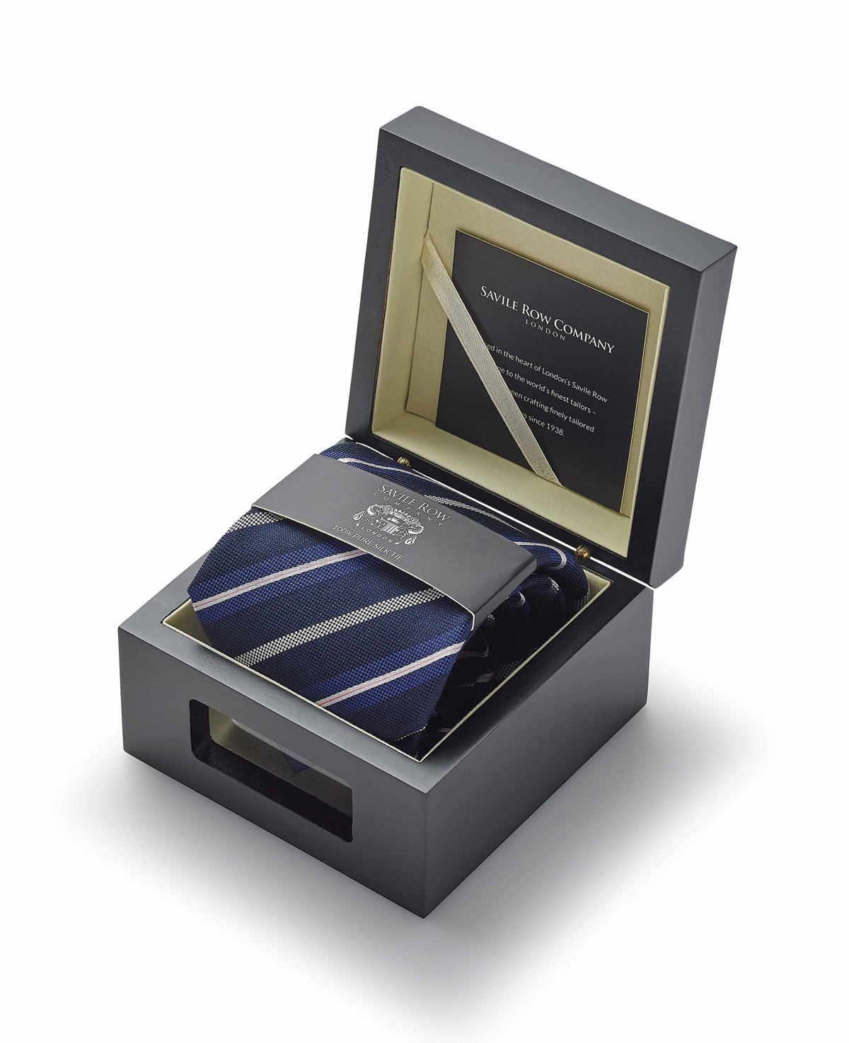 Navy Stripe Silk Tie in Gift Box