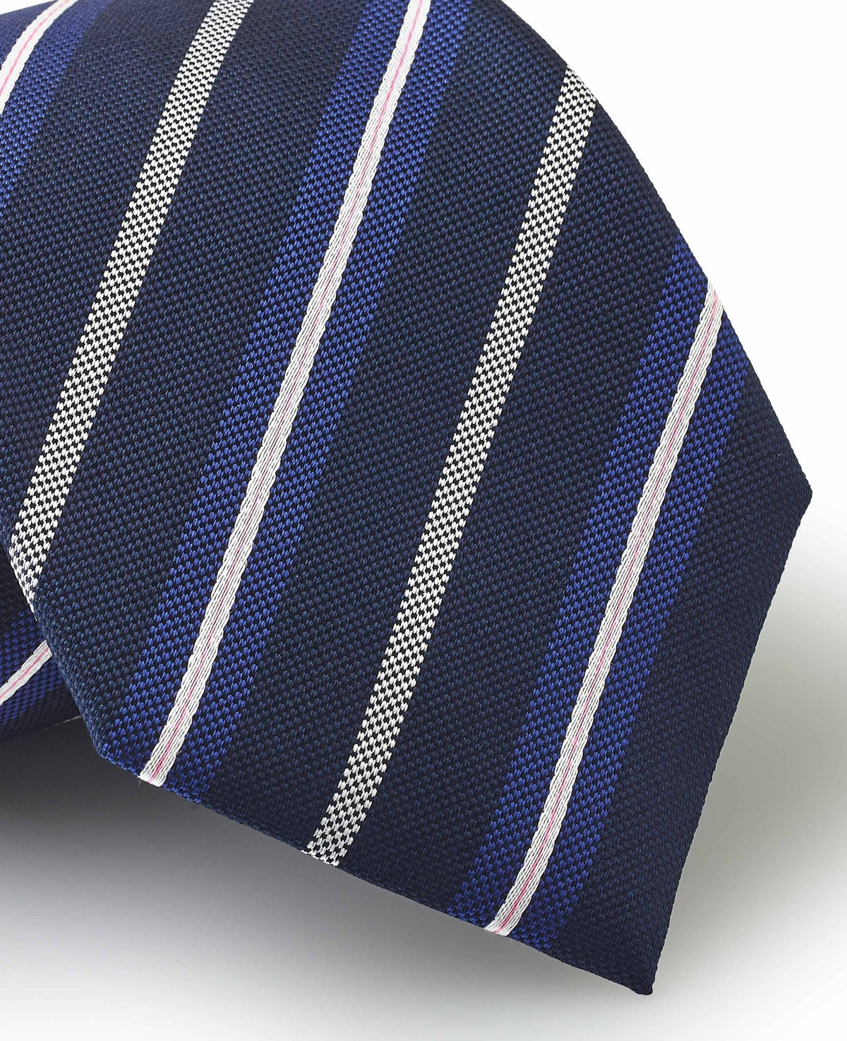 Navy Stripe Silk Tie in Gift Box