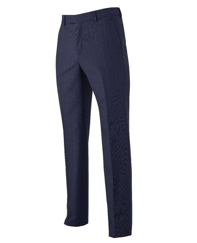 Men's Navy Stripe Wool Suit Trousers
