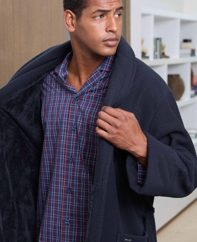 Navy Super Soft Waffle Effect Dressing Gown