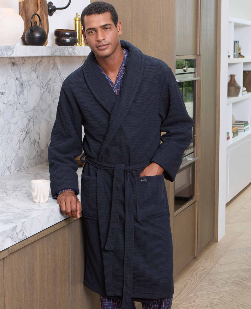 Navy Super Soft Waffle Effect Dressing Gown