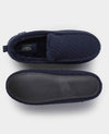 Navy Textured Stripe Moccasin Slippers